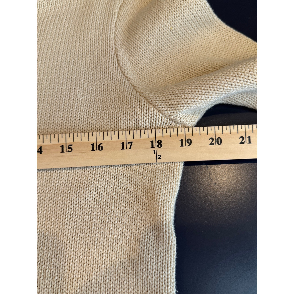 Lauren Ralph Lauren Mercerized Cotton Sweater L Cream Minimalist Y2K - Picture 3 of 6
